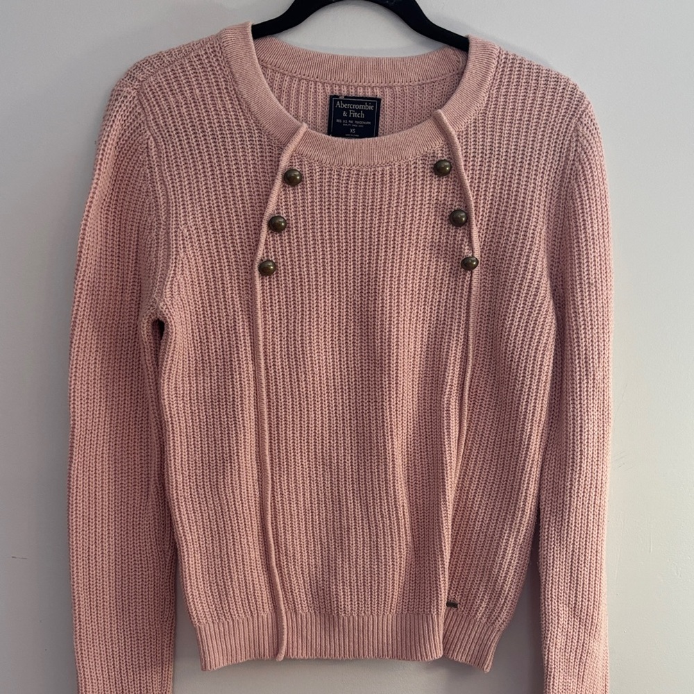 Abercrombie & Fitch pink pastel military long sleeve sweater